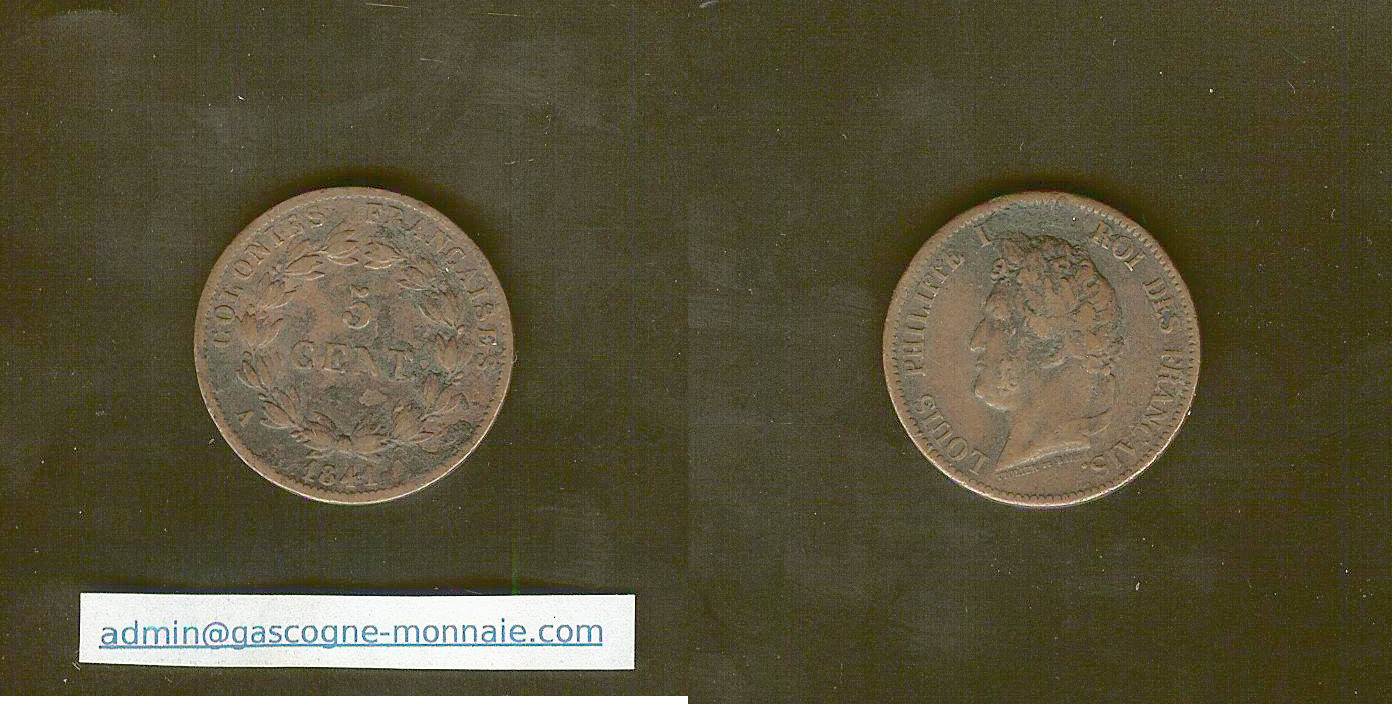 Colonies Françaises Guadeloupe 5 centimes Louis Philippe 1841 TT